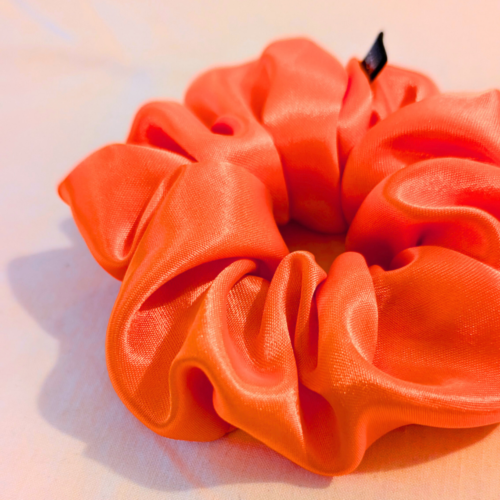 Handmade Korina MINI Satin orange Neon Scrunchie