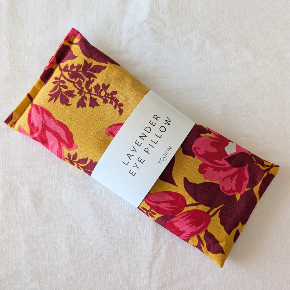 Lavender Eye pillow - Floral Mustard Burgundy - yogion wellness