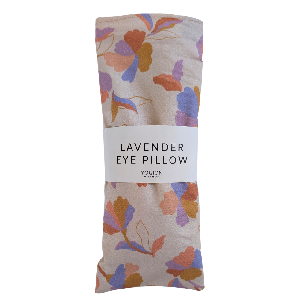 beige nude pastel floral pattern lavender eye pillow by yogion wellness