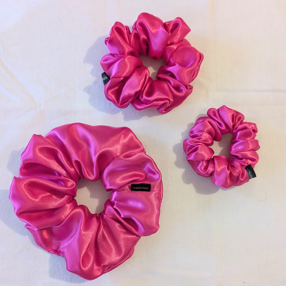 Handmade Danae Satin Pop Pink Scrunchies