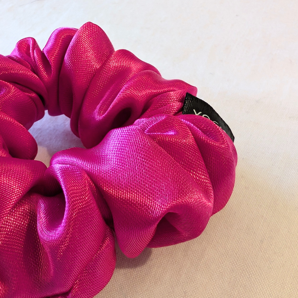 Handmade Danae XS Satin Pop Pink Scrunchie