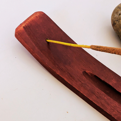 hand-crafted wooden INCENse holder burner hole for incense sticks