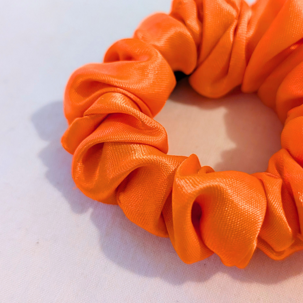 Handmade Korina XS Satin Orange Neon Scrunchie