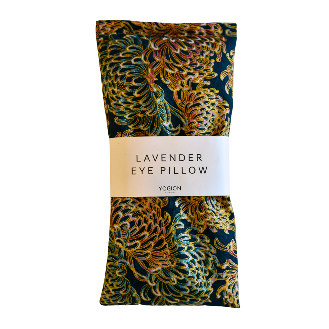 Lavender eye pillow teal peonies fabric