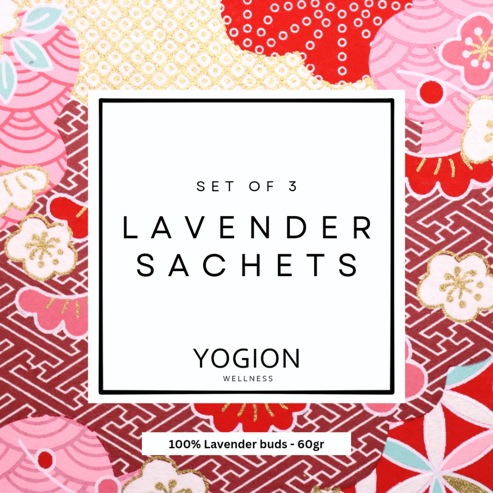 Yogion lavender sachets packaging with floral design