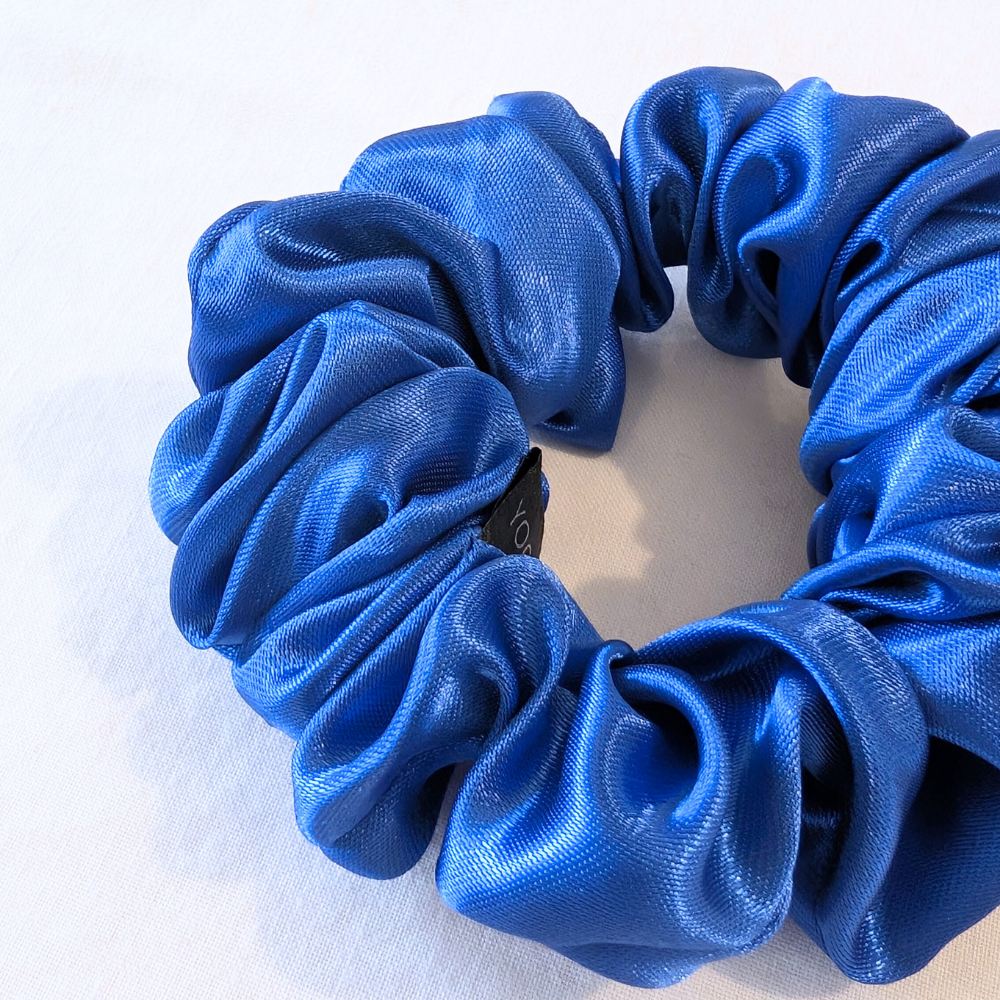 Handmade Olga XS Satin Blue Scrunchie