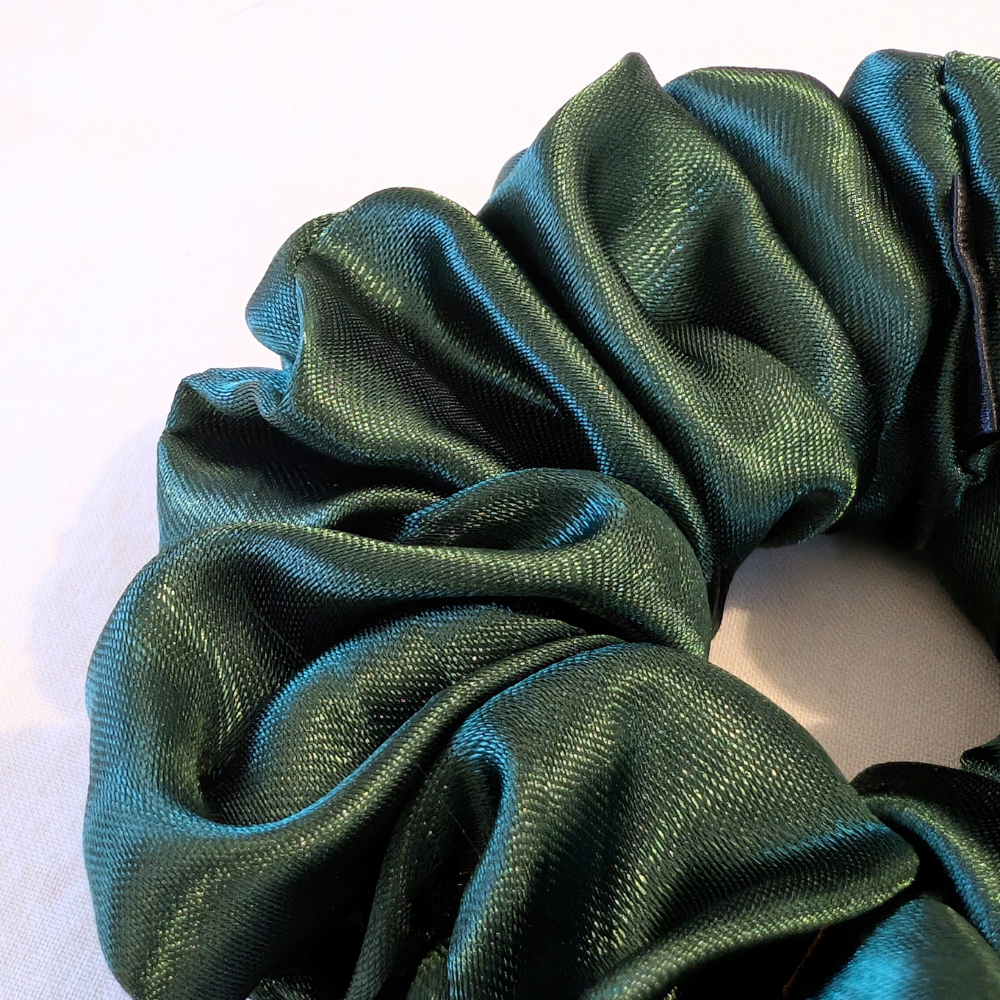 Handmade Stella MINI Satin Forest Green Scrunchie