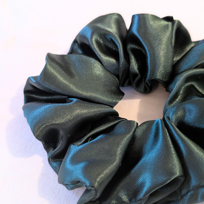Handmade Stella XL Satin forest green Scrunchie: