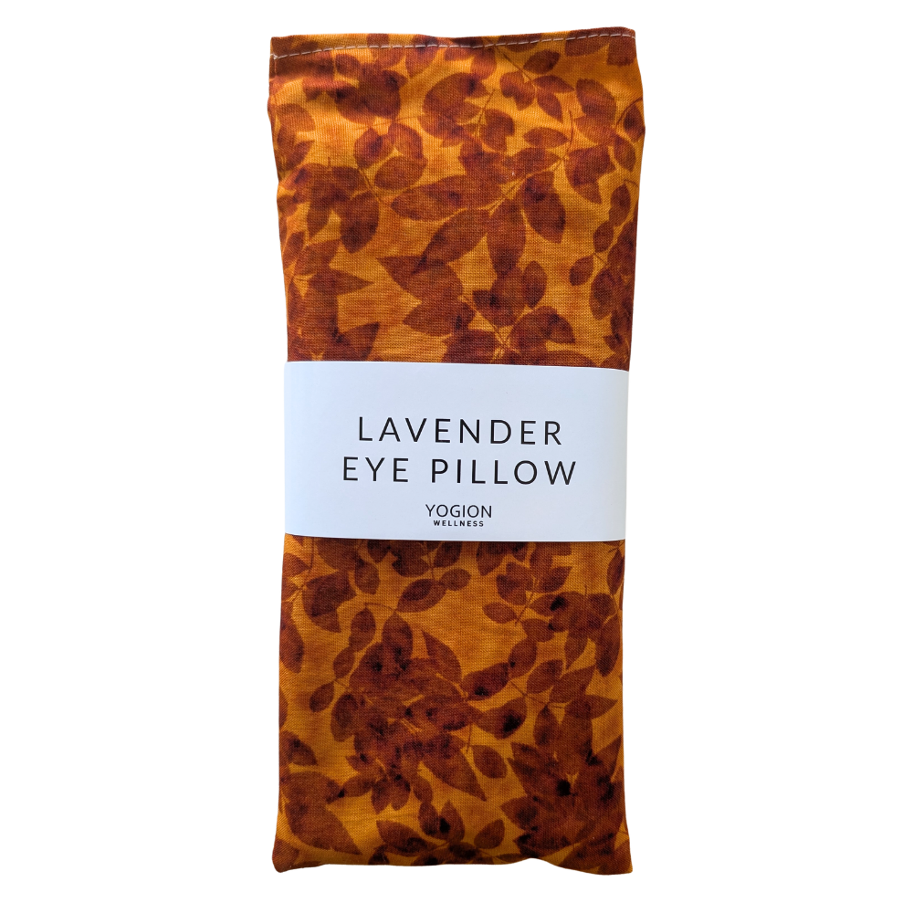 lavender eye pillow orange with leaves by yogion wellness