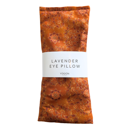 Lavender eye pillow orange botanical with golden detail by Yogion wellness Cyprus  