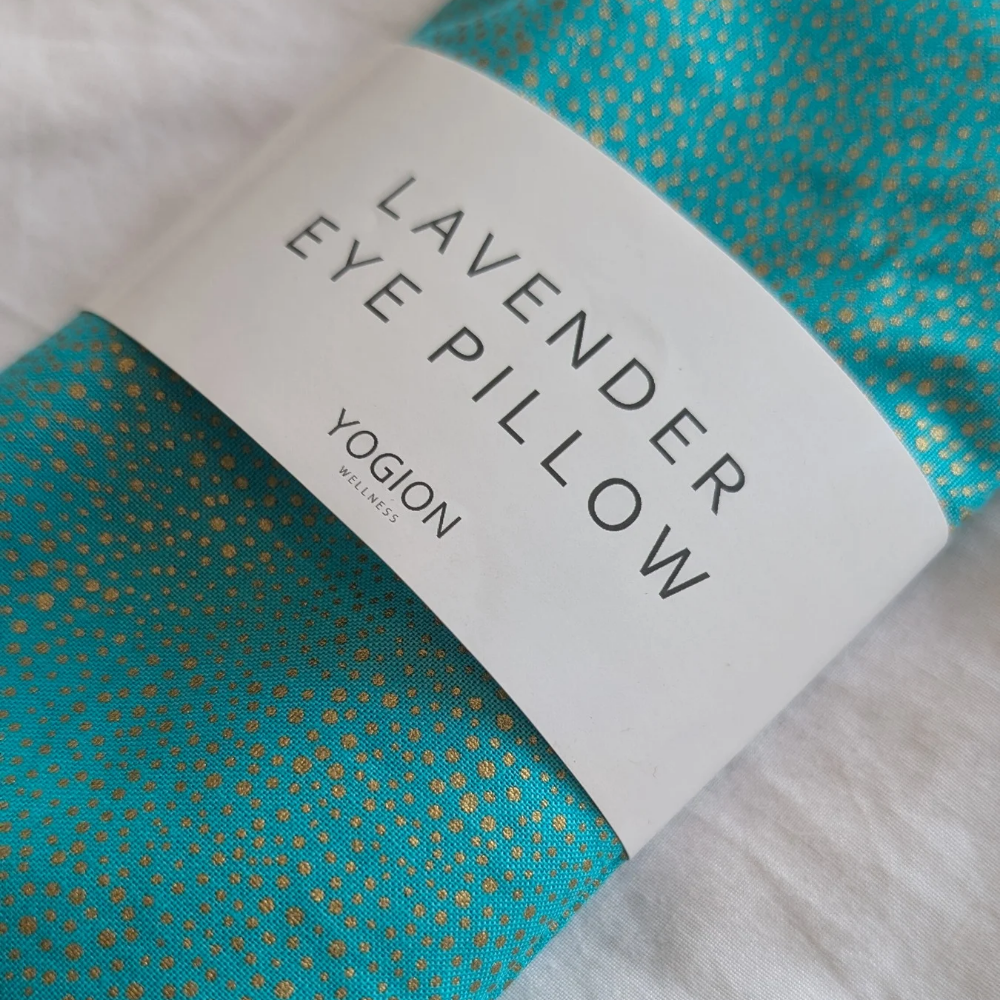 Lavender eye pillow turquoise with golden dots by Yogion wellness Cyprus zoom