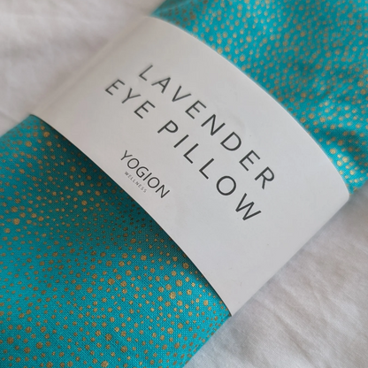 Lavender eye pillow turquoise with golden dots by Yogion wellness Cyprus zoom