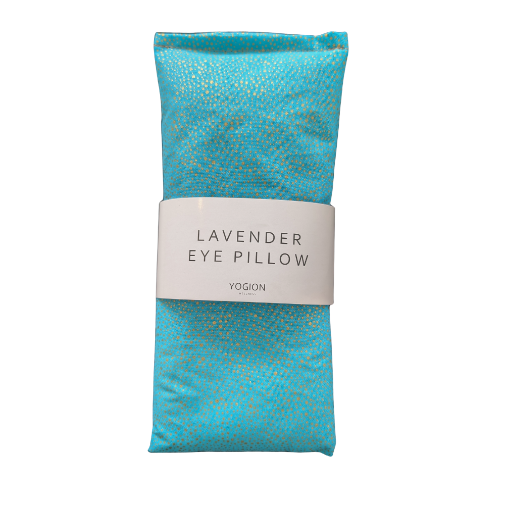 Lavender eye pillow turquoise with golden dots by Yogion wellness Cyprus  