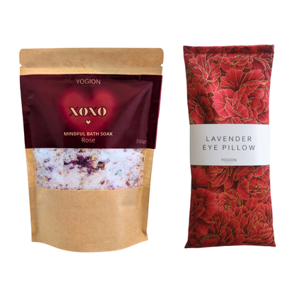 Peonies Lavender Eye Pillow + Rose Bath Soak