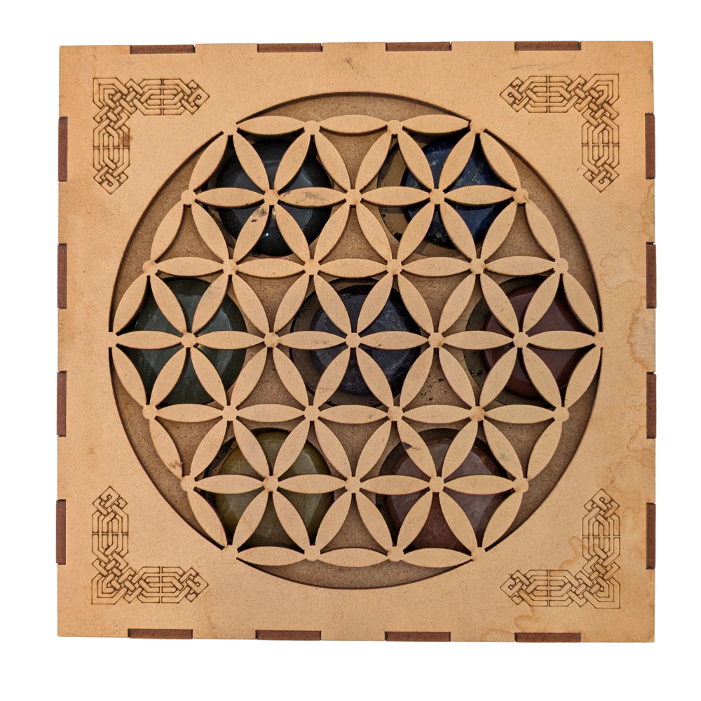 7 Chakra Stones Set + Flower of Life Box