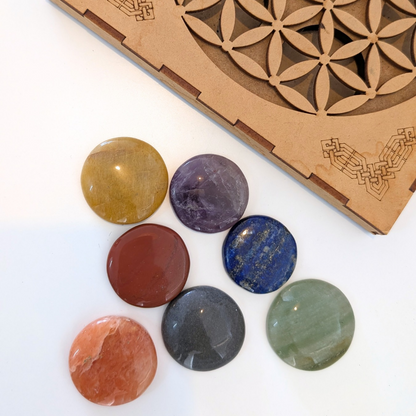 7 Chakra Stones Set + Flower of Life Box