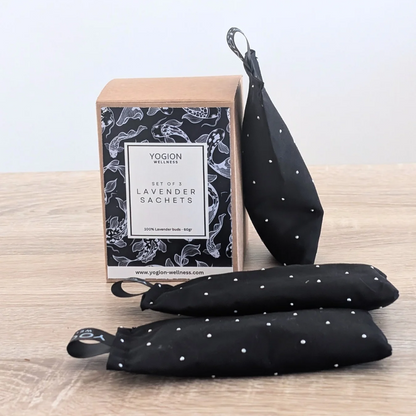 Lavendelzakjes - Set van 3 - Zwarte geschenkdoos