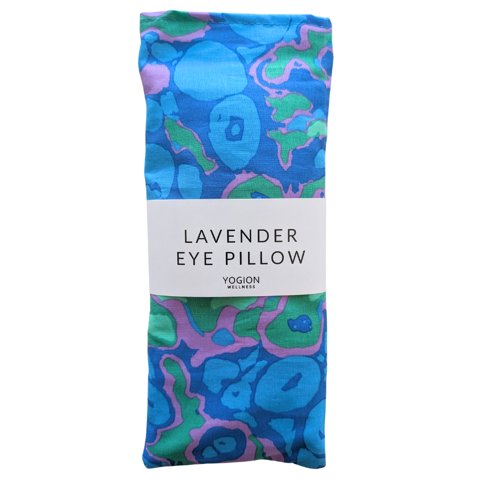 blue abstract painting lavender eye pillow by yogion wellness