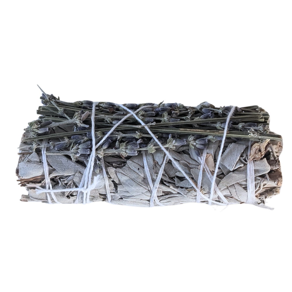 Hand-tied white sage and lavender smudge stick for energy cleansing, spiritual rituals, and home purification, cyprus