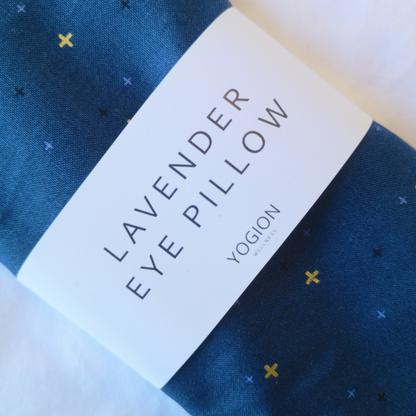 Lavender eye pillow dark blue crosses gold detail