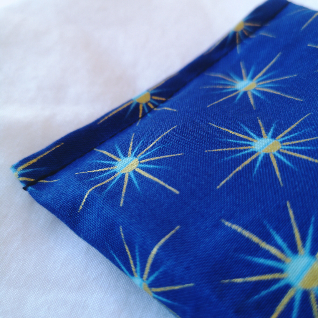 Lavender eye pillow Royal Blue orbit celestial stars in detail