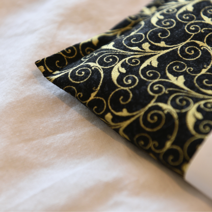 Lavender eye pillow Black Gold Botanical fabric detail