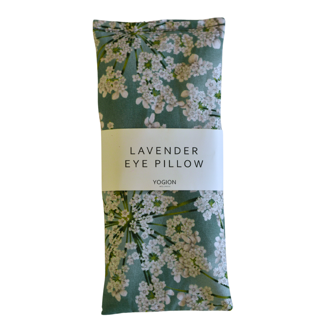 Lavender eye pillow mint Japanese floral silver detail fabric