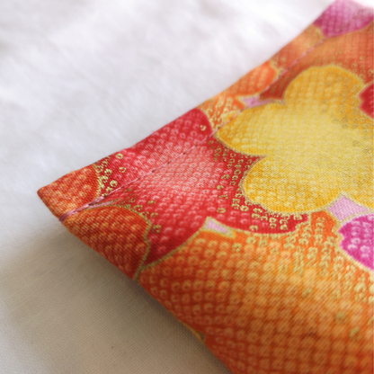 Lavender eye pillow Orange Pink daisies detail