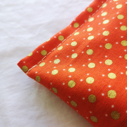 Lavender Eye Pillow - Orange Polka dot fabric detail