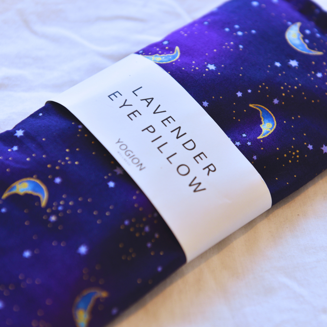 Lavender eye pillow Purple Golden moon fabric detail