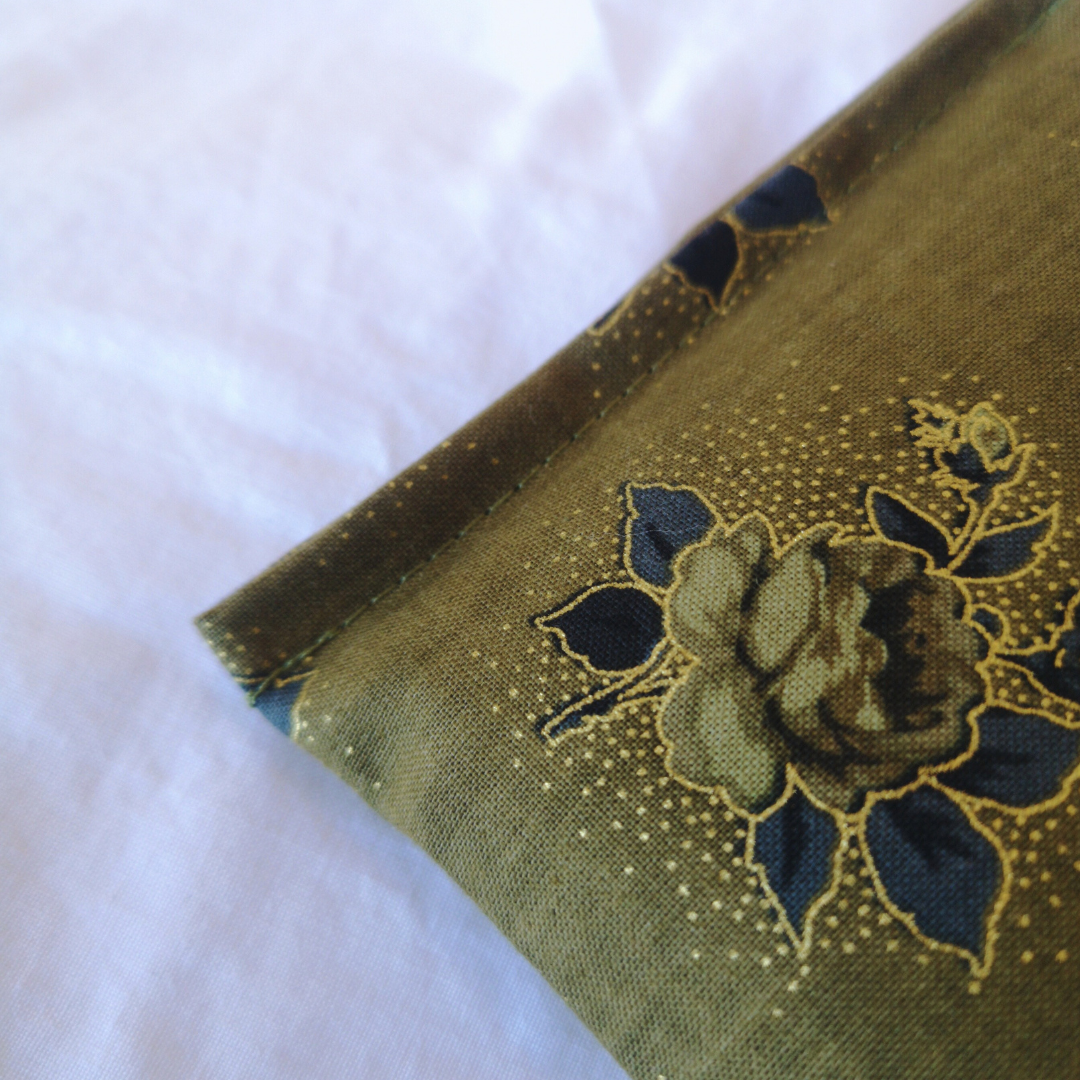 lavender eye pillow vintage roses sage fabric detail