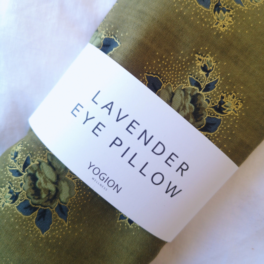 lavender eye pillow vintage roses sage fabric close up