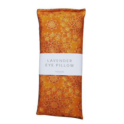 Lavender eye pillow orange gold botanical fabric